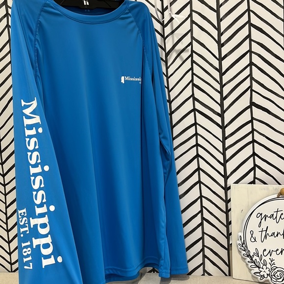 State of Mine Aquamarine Blue Raglan LS Mississippi State Shirt, Size Large - Picture 4 of 12